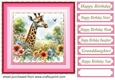 Pink floral giraffe card front 3