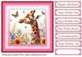 Pink floral giraffe card front 4