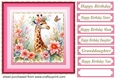 Pink floral giraffe card front 6