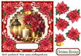 Poinsettia Christmas scene card front 2