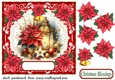Poinsettia Christmas scene card front 8