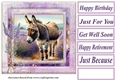 Donkey in a field of lavender card front 3