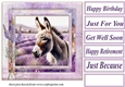 Donkey in a field of lavender card front 4