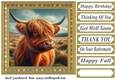 Tartan framed Highland cow card front 4