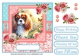 Pink and blue floral butterfly pup card front 2