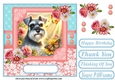Pink and blue floral butterfly pup card front 3