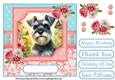 Pink and blue floral butterfly pup card front 4