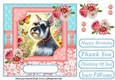 Pink and blue floral butterfly pup card front 5