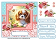 Pink and blue floral butterfly pup card front 6