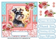 Pink and blue floral butterfly pup card front 7