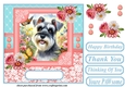 Pink and blue floral butterfly pup card front 8