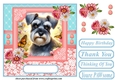 Pink and blue floral butterfly pup card front 9