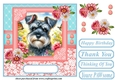 Pink and blue floral butterfly pup card front 10