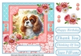 Pink and blue floral butterfly pup card front 11