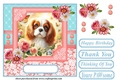 Pink and blue floral butterfly pup card front 12