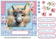 Pink and blue painted donkey card front 3
