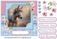 Pink and blue painted donkey card front 4