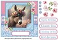 Pink and blue painted donkey card front 8