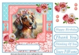Pink and blue painted Dachshund card front 1