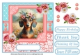 Pink and blue painted Dachshund card front 3