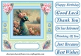 Blue and green painted peacock card front 3