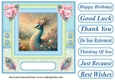 Blue and green painted peacock card front 4