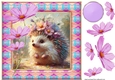 Painted floral hedgehog card front 1