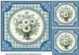 3 Blue daisy card fronts/toppers 1