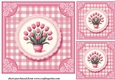 3 Pink tulips card front/toppers 2