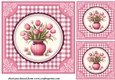 3 Pink tulips card front/toppers 3