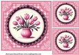 3 Pink tulips card fronts/toppers 5