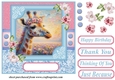 Pink and blue painted giraffe card front 2