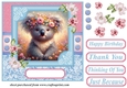 Pink and blue painted koala card front 2