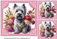3 Westie say it with flowers card fronts/toppers 3
