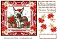 Poinsettia Christmas donkey card front 4