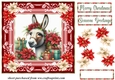 Poinsettia Christmas donkey card front 5