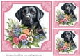 3 Black Labrador say it with flowers card front/toppers 3