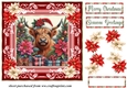 Poinsettia Christmas Highland cow card front 2