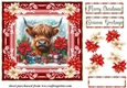 Poinsettia Christmas Highland cow card front 4