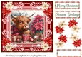 Poinsettia Christmas Highland cow card front 5