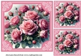 3 Framed Pink roses card fronts/toppers 3