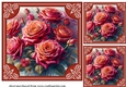 3 Framed red rose card fronts/toppers 3