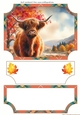 Autumn Highland cow easel topper and layered stopper(no base included) 2
