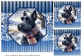 3 Blue framed Christmas Scottish terrier card fronts/toppers 1
