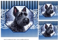 3 Blue framed Christmas Scottish terrier card fronts/toppers 3