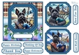 Black Scottish terrier with bagpipes card front 2
