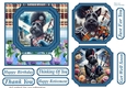 Black Scottish terrier with bagpipes card front 4