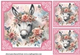 3 Floral donkey card front/toppers 2