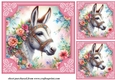 3 Floral donkey card front/toppers 3