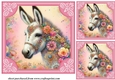 3 Floral donkey card front/toppers 6